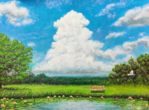 Cumulonimbus Cloud and Lotuses, Acrylic, 2020